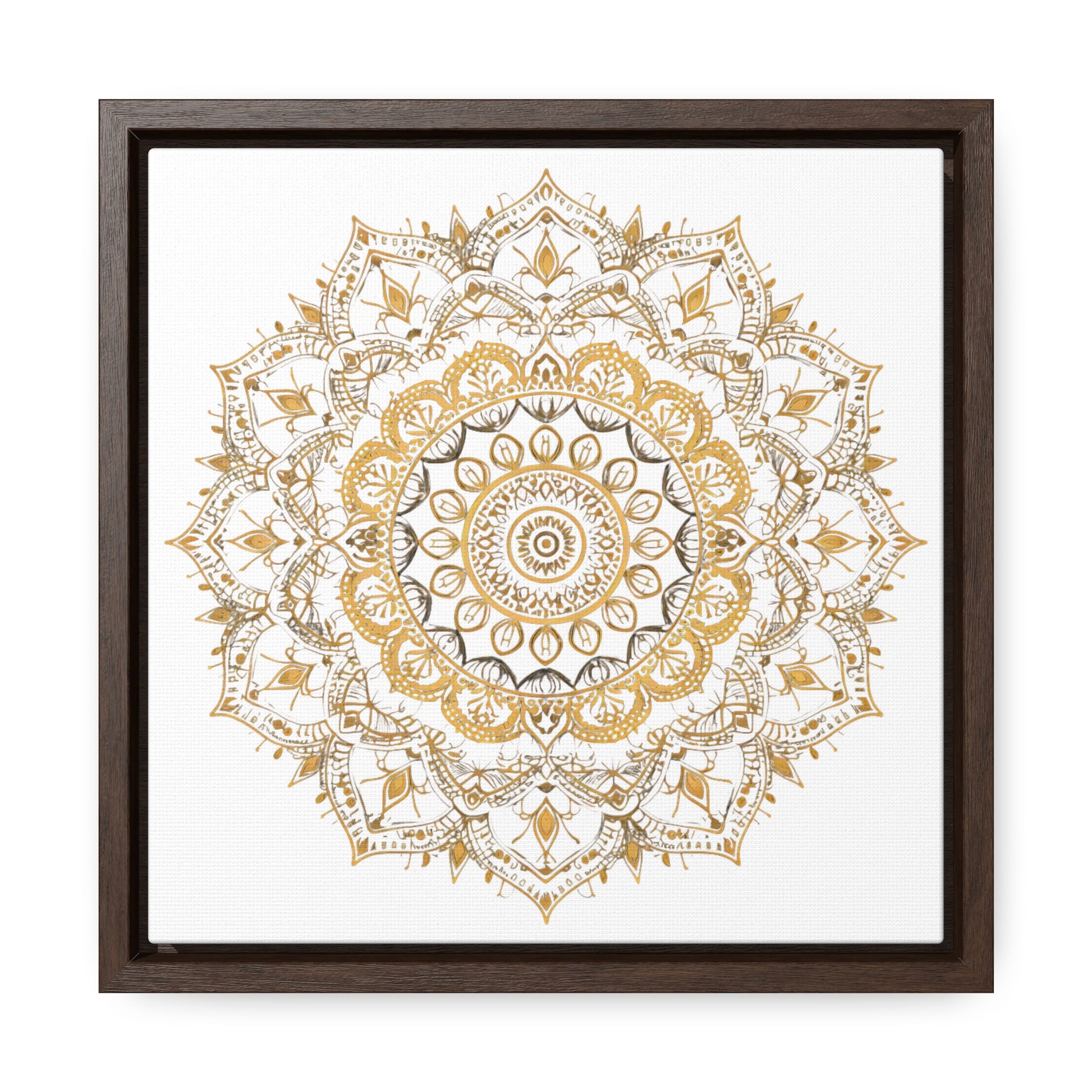 Gold Mandala on White - Framed Gallery Canvas Wrap - Erdau Designs