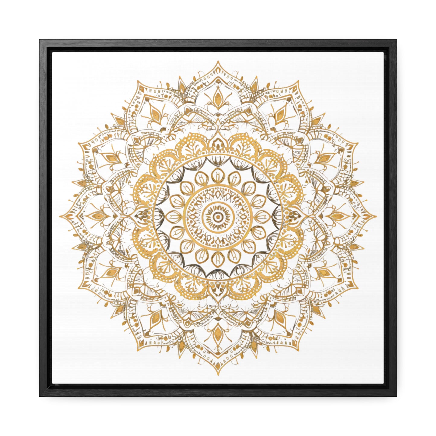 Gold Mandala on White - Framed Gallery Canvas Wrap - Erdau Designs