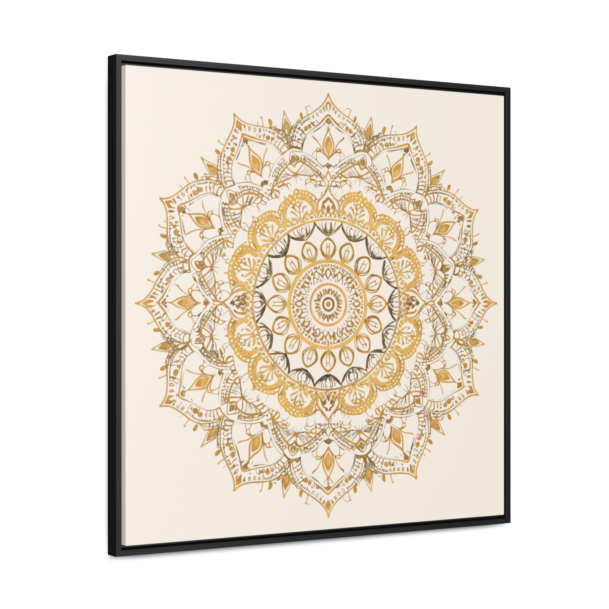 Gold Mandala on Off-White - Framed Gallery Canvas Wrap - Erdau Designs