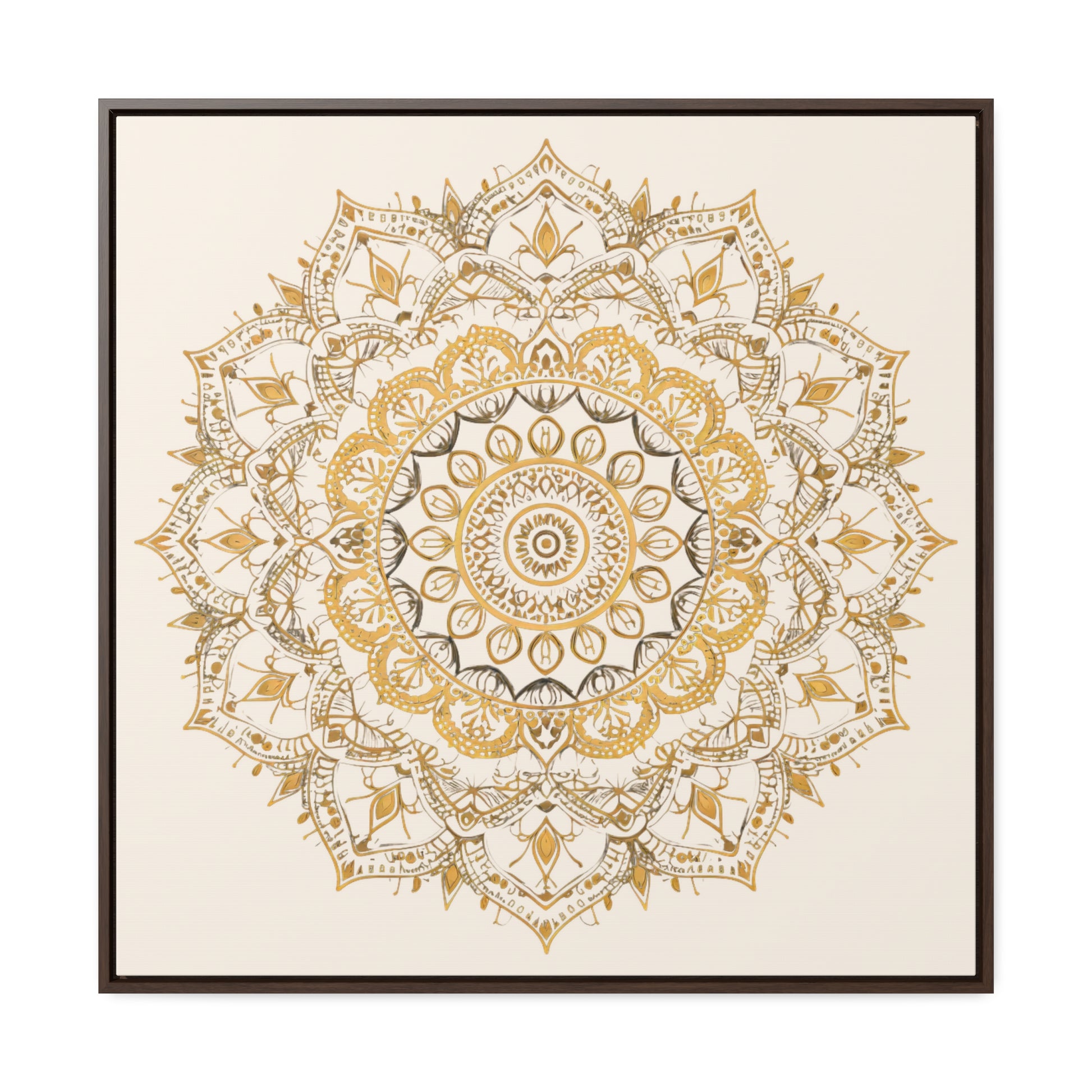 Gold Mandala on Off-White - Framed Gallery Canvas Wrap - Erdau Designs