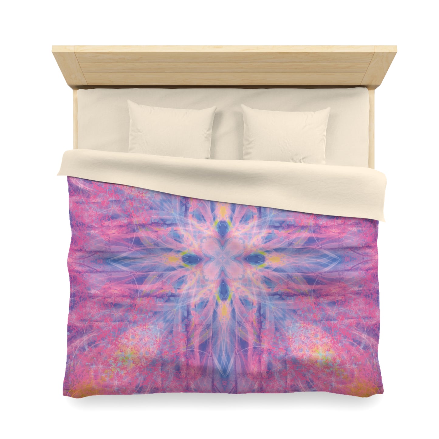 Lavender Portal Microfiber Duvet Cover with Colorful Mandala Design