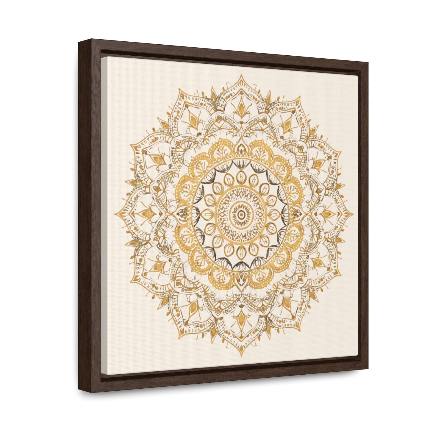 Gold Mandala on Off-White - Framed Gallery Canvas Wrap - Erdau Designs