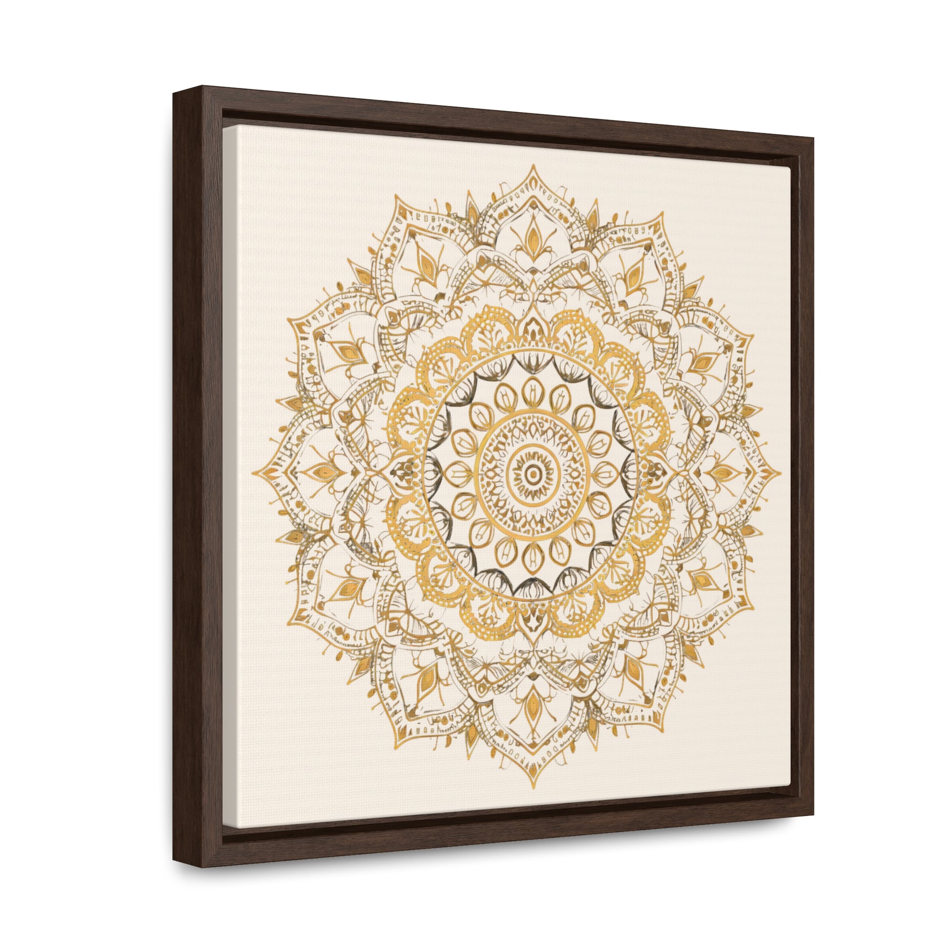 Gold Mandala on Off-White - Framed Gallery Canvas Wrap - Erdau Designs