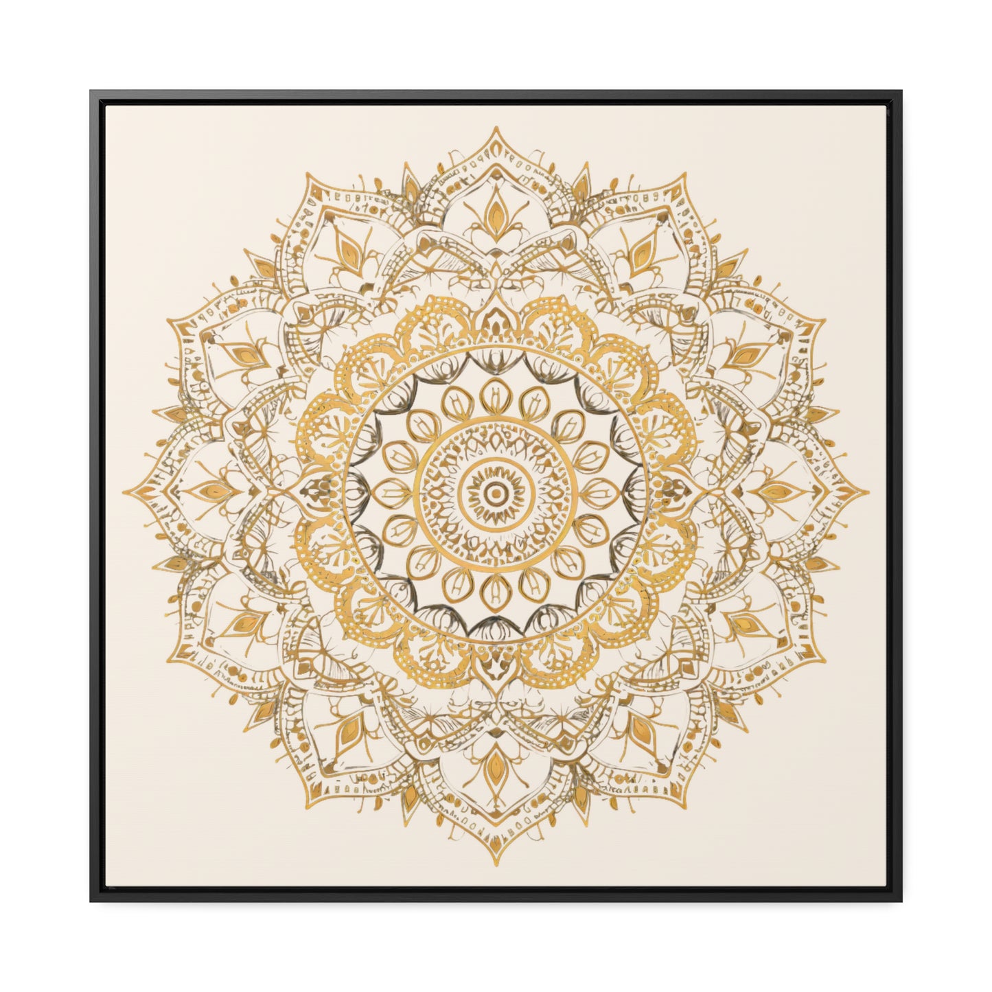 Gold Mandala on Off-White - Framed Gallery Canvas Wrap - Erdau Designs