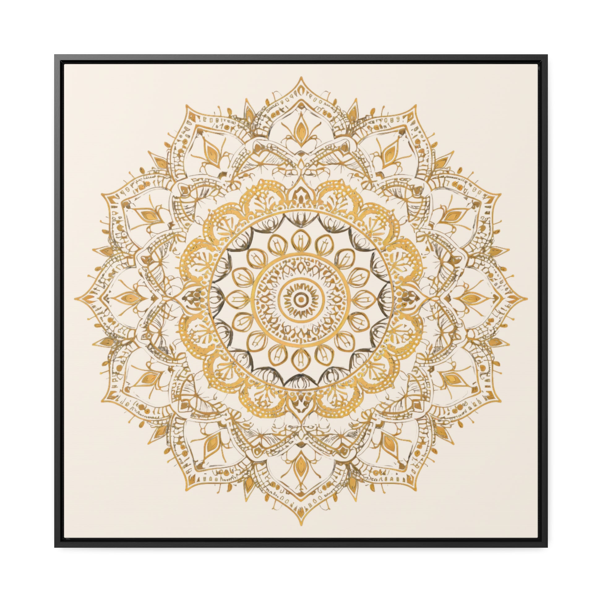 Gold Mandala on Off-White - Framed Gallery Canvas Wrap - Erdau Designs