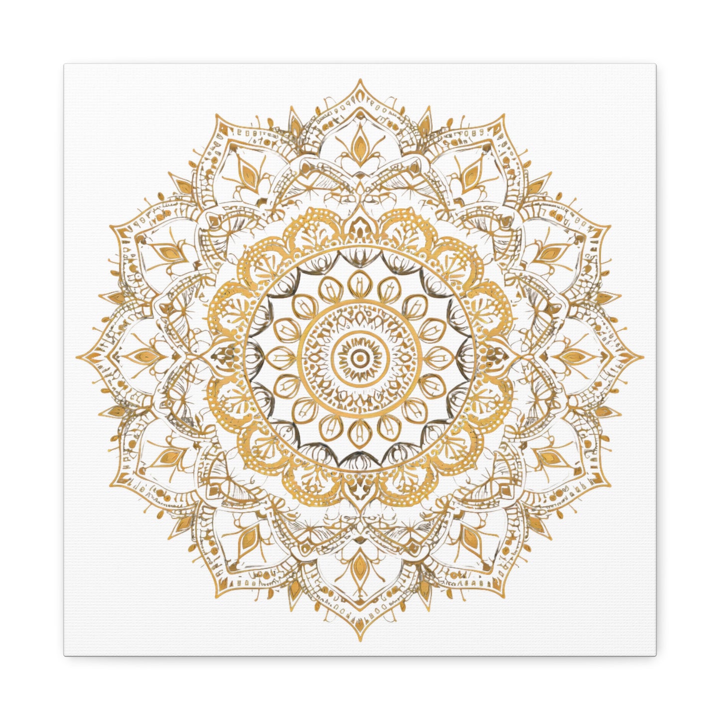 Gold Mandala on White - Gallery Canvas Wrap - Erdau Designs