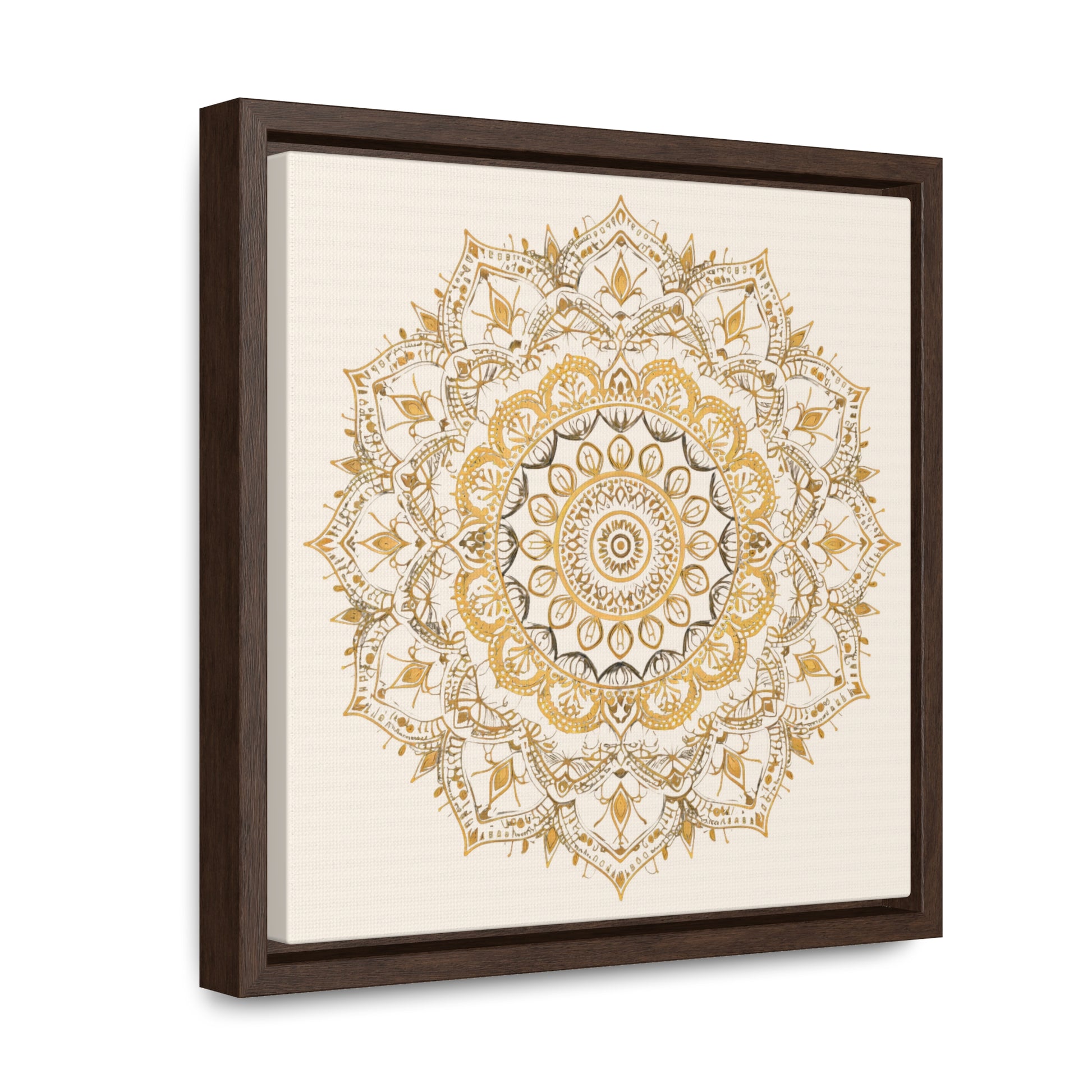 Gold Mandala on Off-White - Framed Gallery Canvas Wrap - Erdau Designs