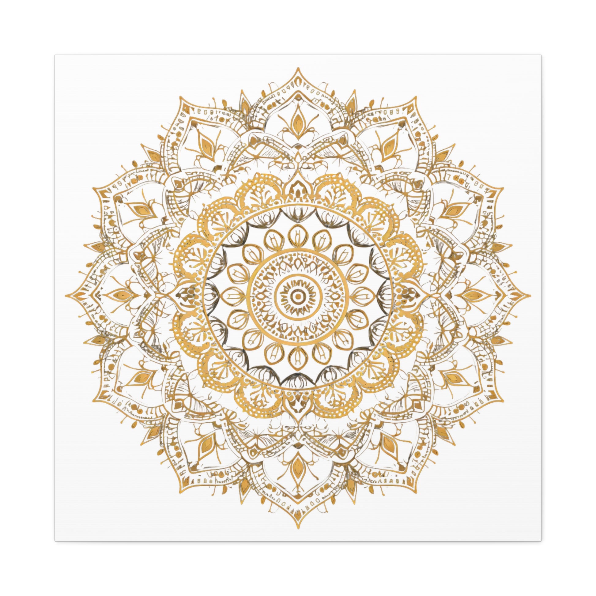 Gold Mandala on White - Gallery Canvas Wrap - Erdau Designs