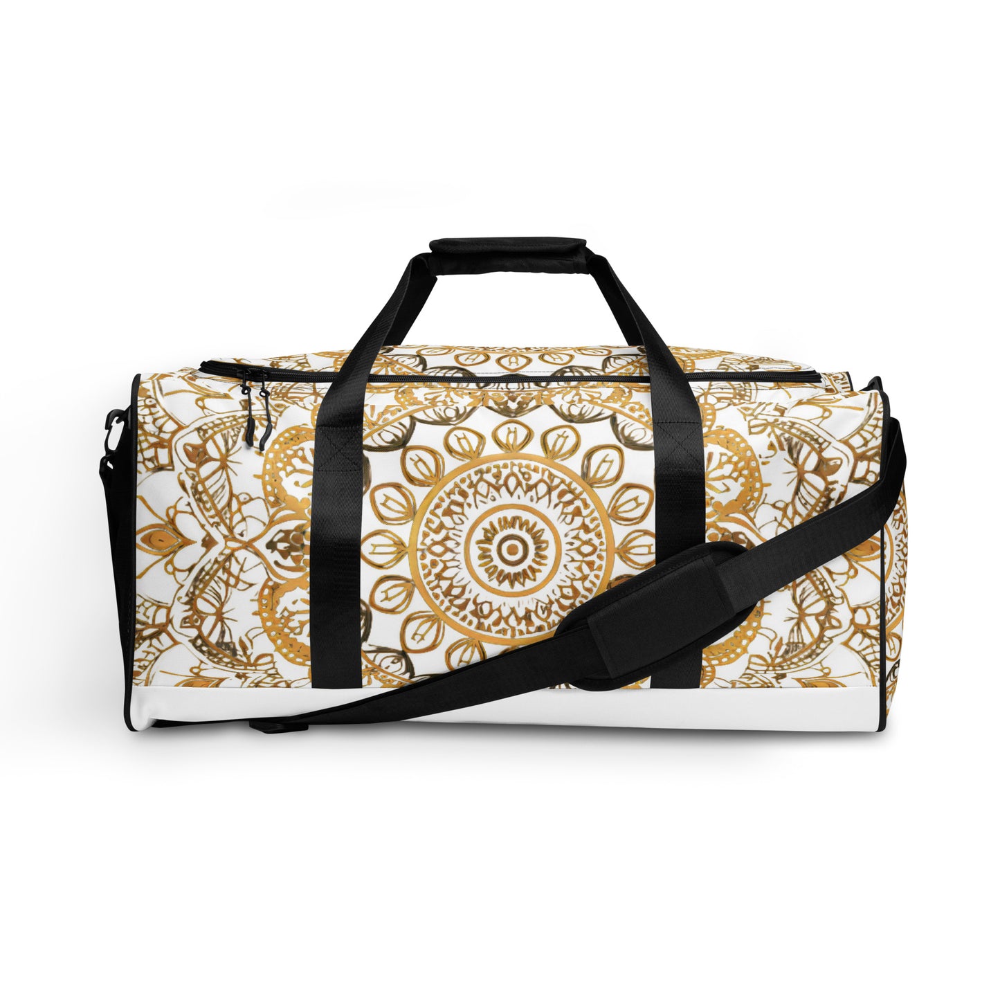 White and Gold Mandala Duffel Bag - Erdau Designs