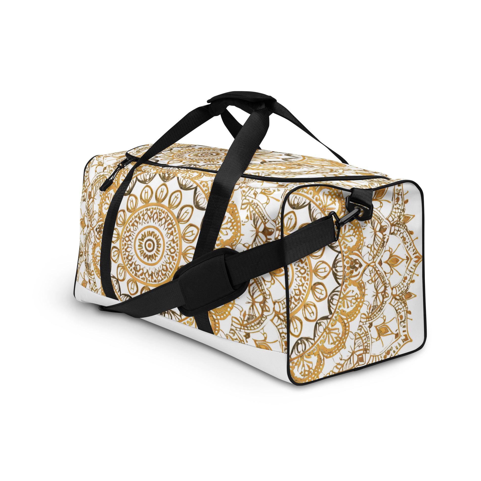 White and Gold Mandala Duffel Bag - Erdau Designs