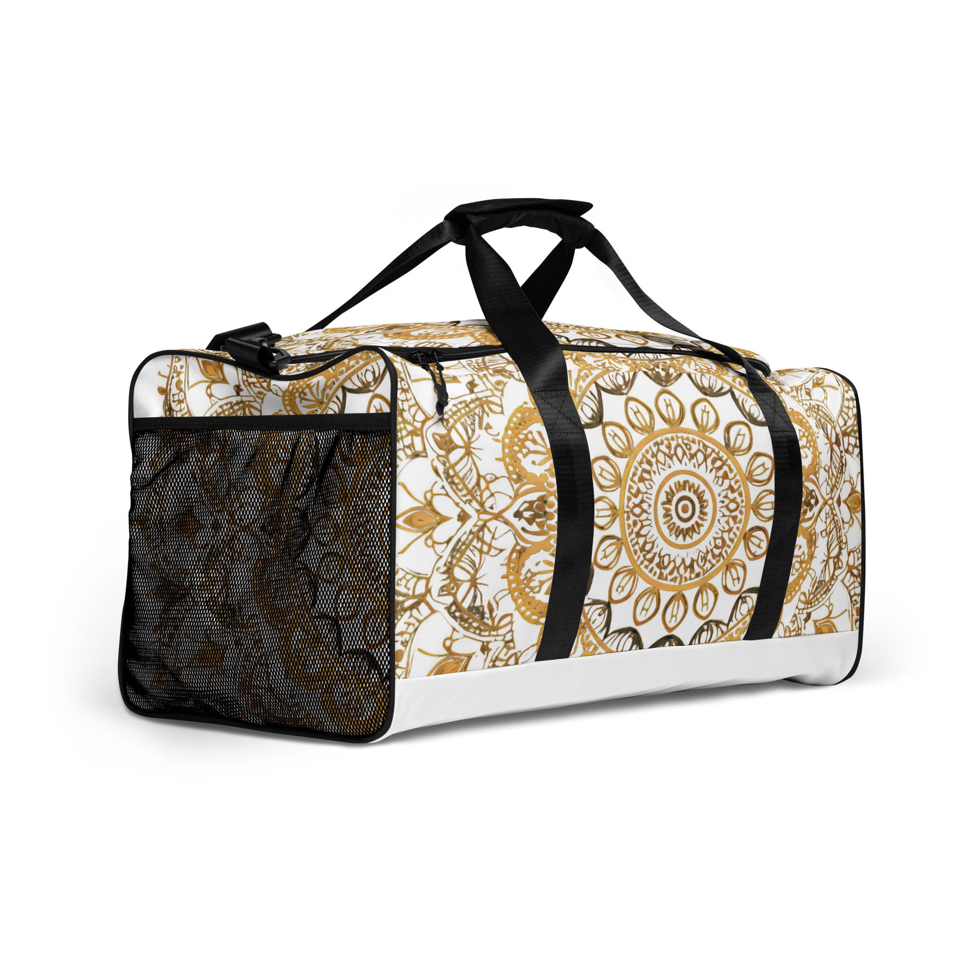 White and Gold Mandala Duffel Bag - Erdau Designs