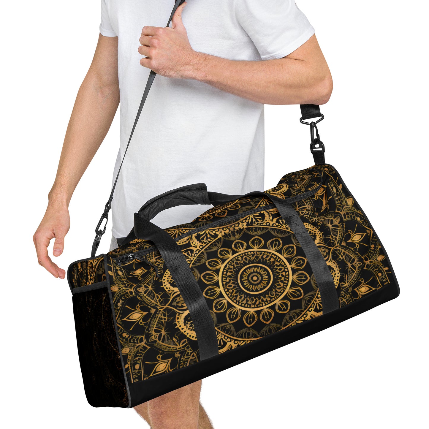 Black and Gold Mandala Duffel Bag - Erdau Designs