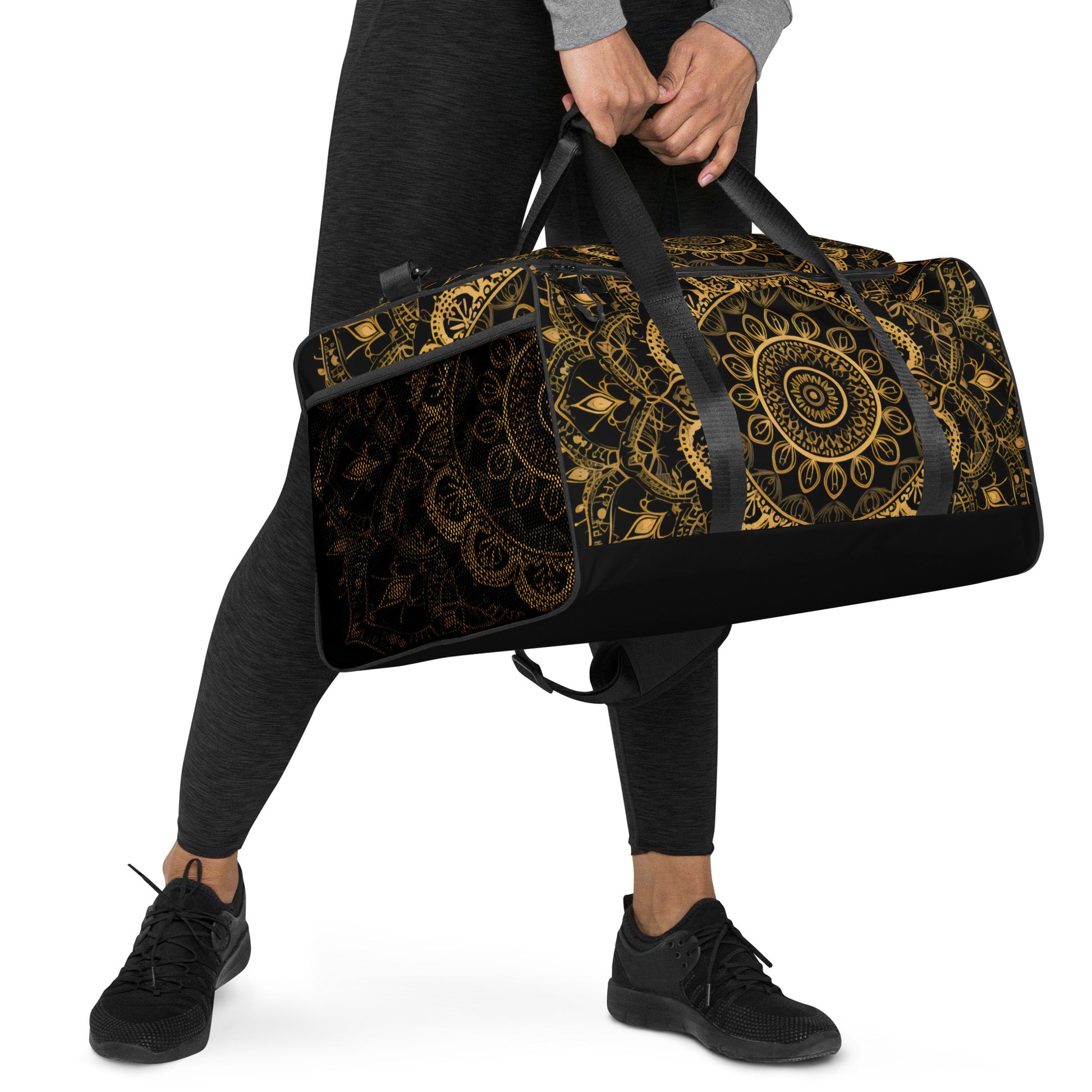 Black and Gold Mandala Duffel Bag - Erdau Designs