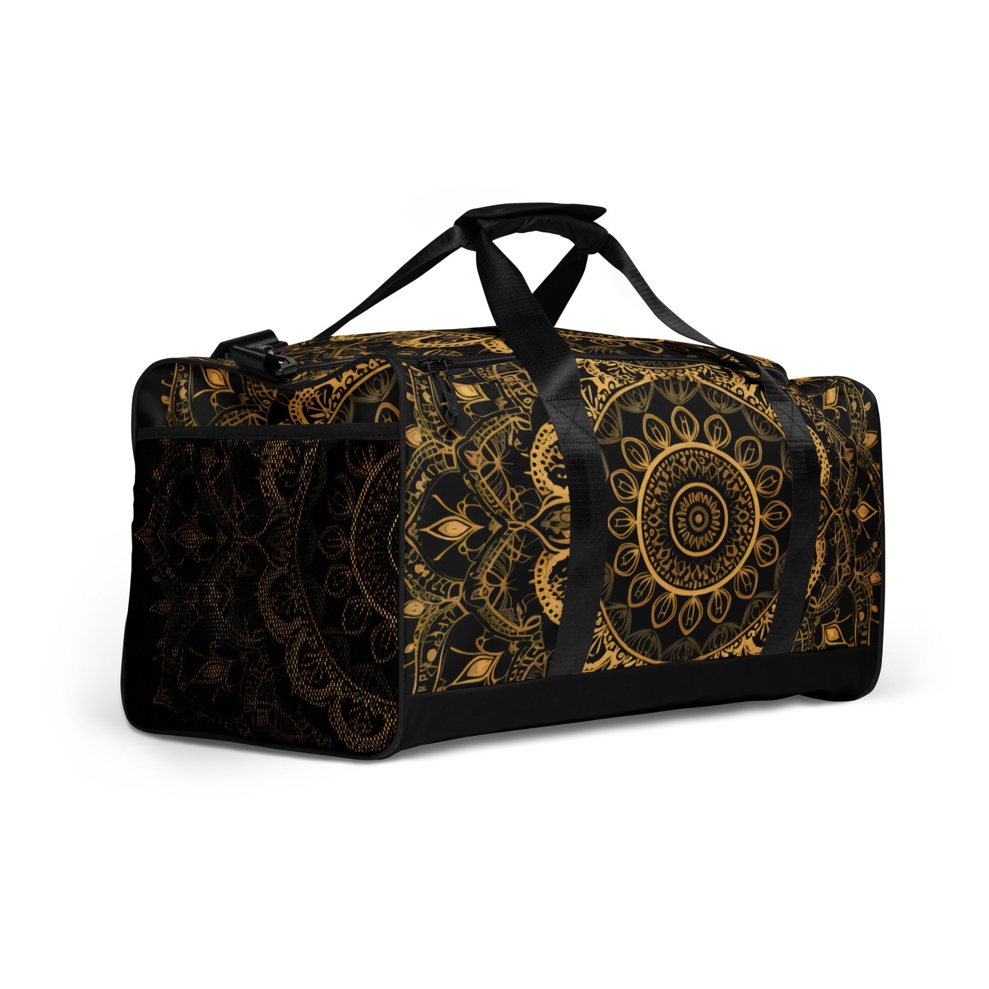 Black and Gold Mandala Duffel Bag - Erdau Designs