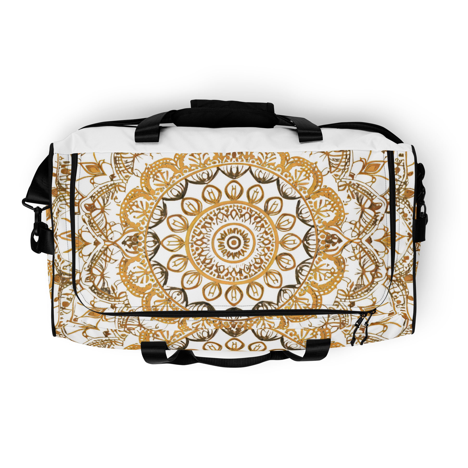 White and Gold Mandala Duffel Bag - Erdau Designs