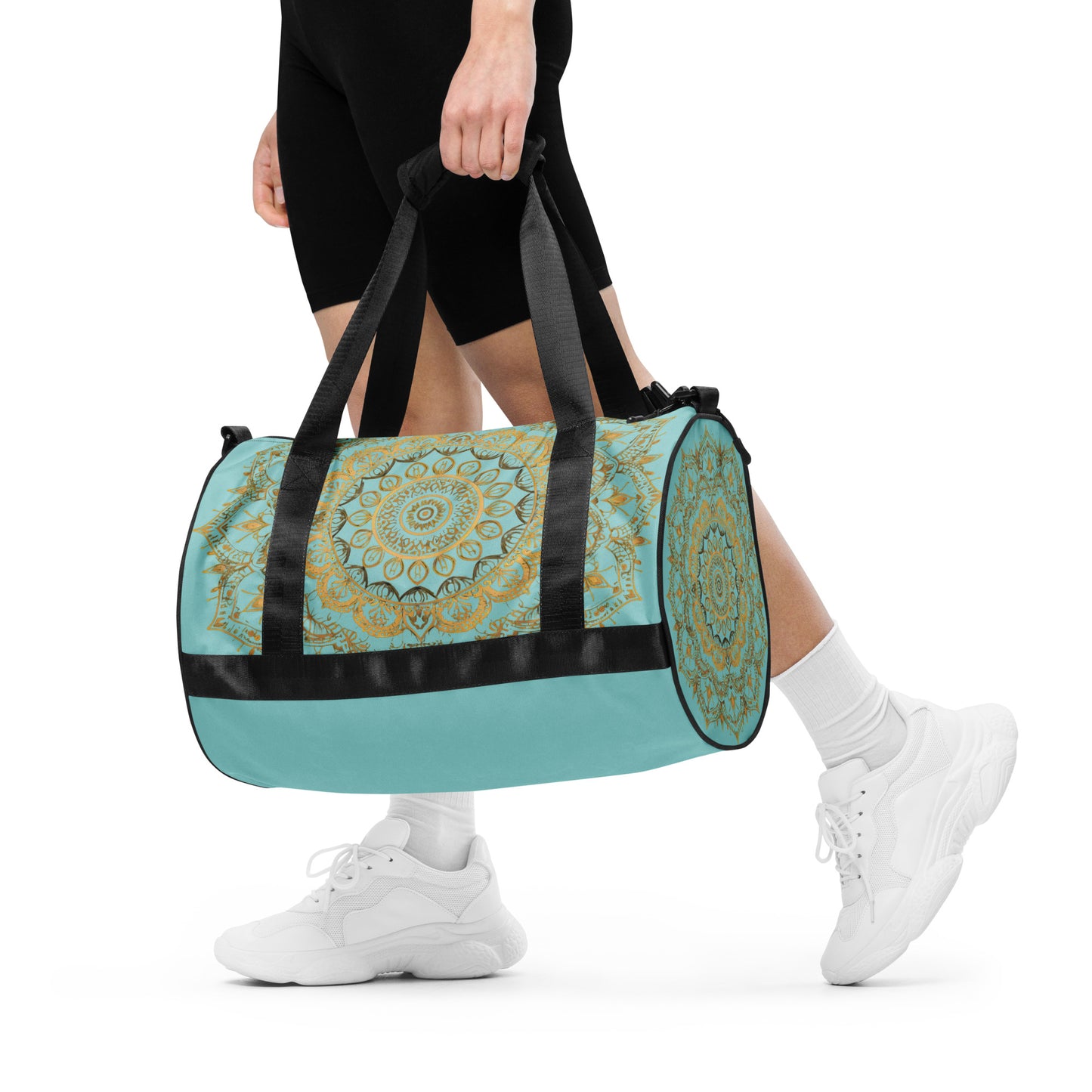 Teal and Gold Mandala Gym Bag