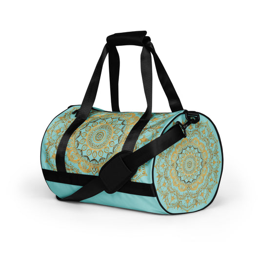 Teal and Gold Mandala Gym Bag