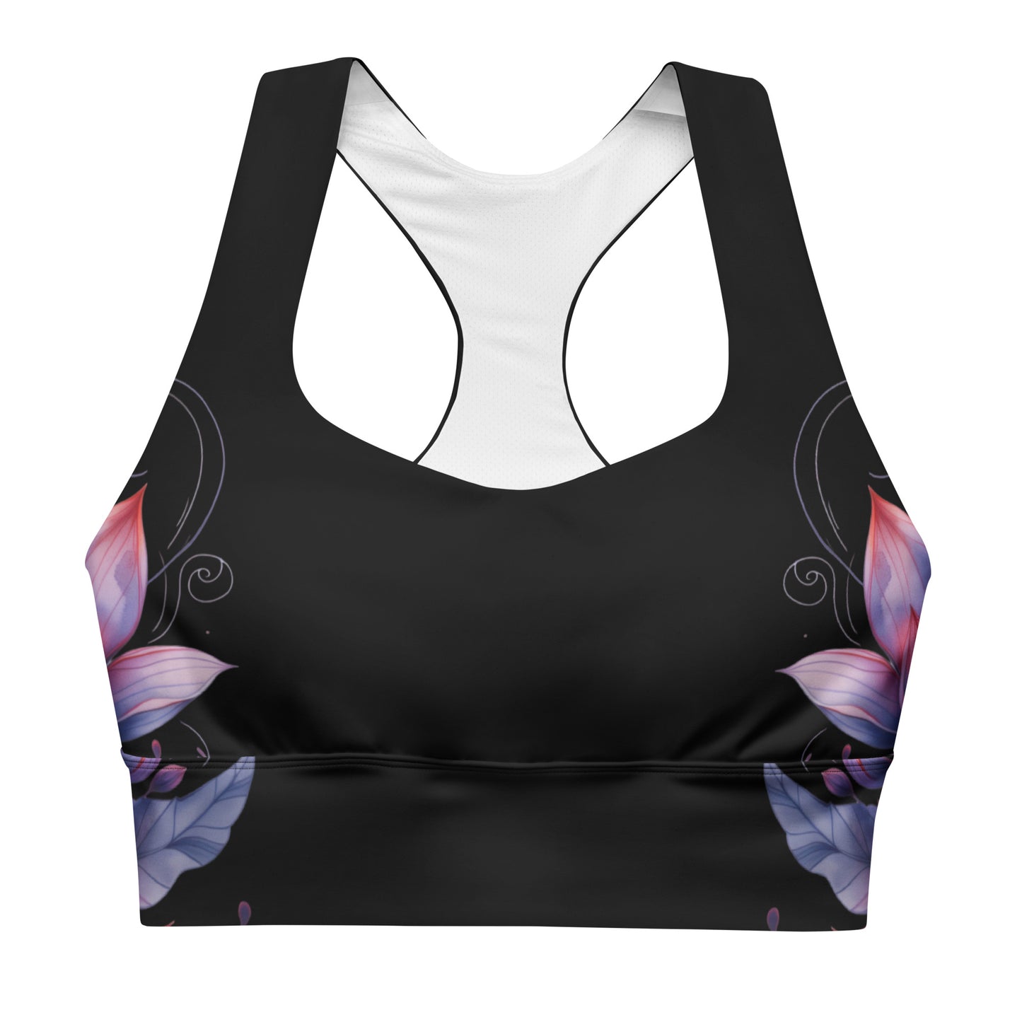 Floral Black Sports Bra