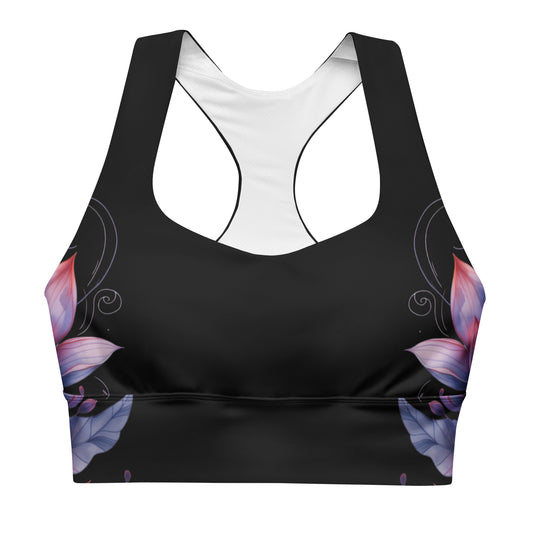 Floral Black Sports Bra