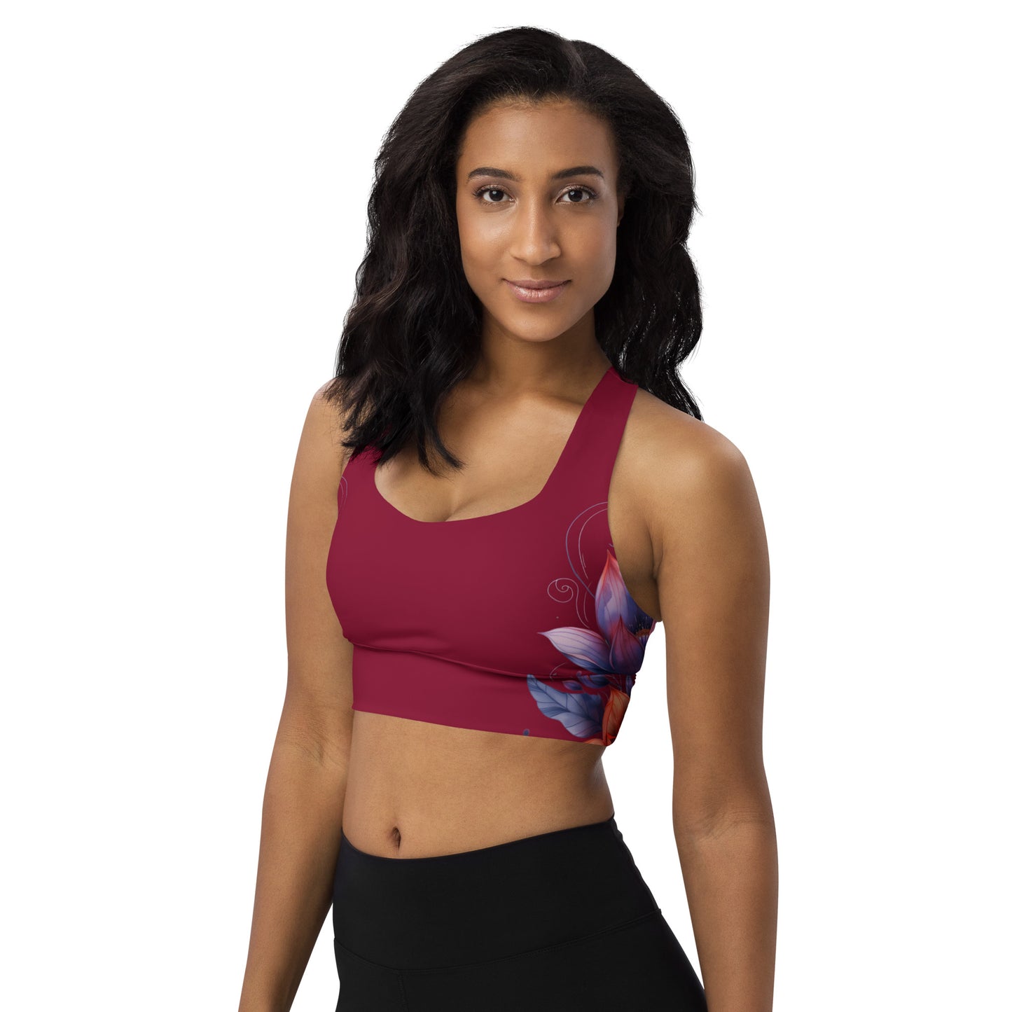 Floral Maroon Sports Bra