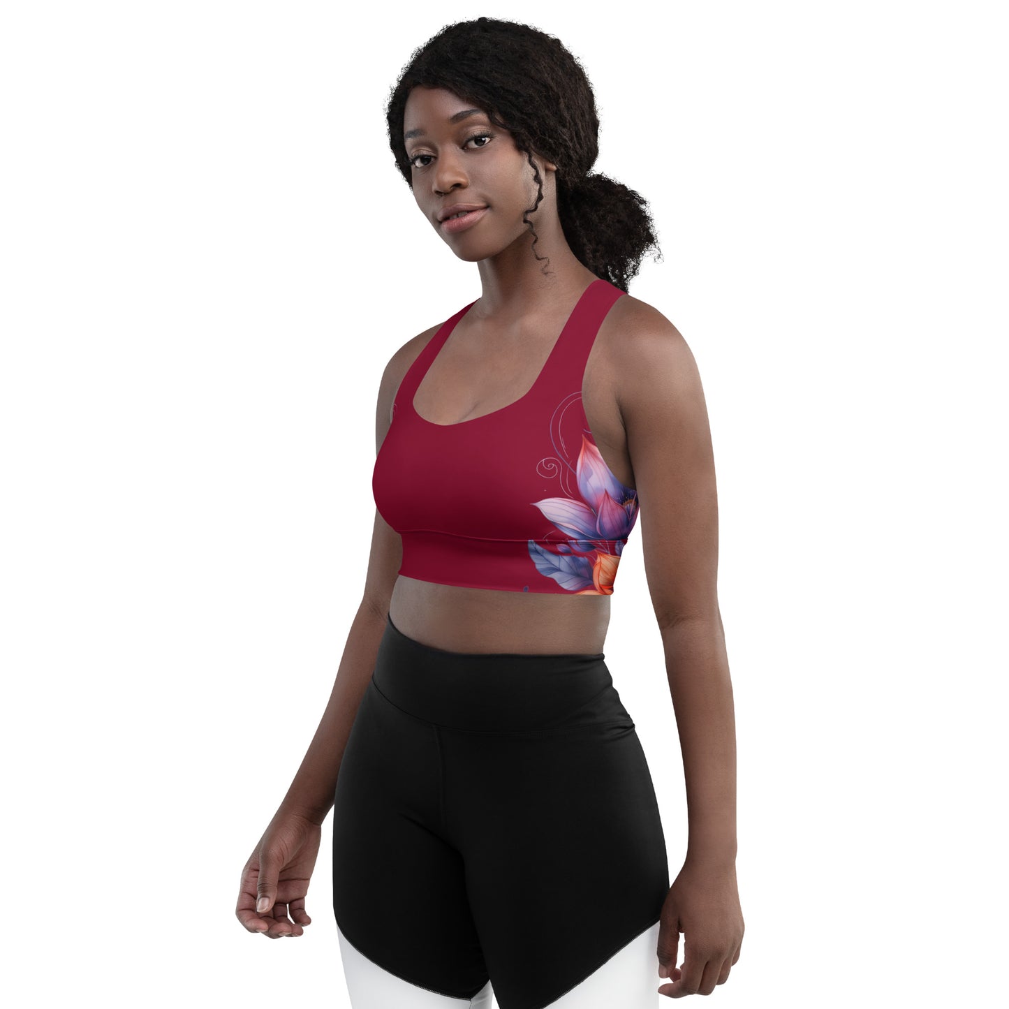 Floral Maroon Sports Bra