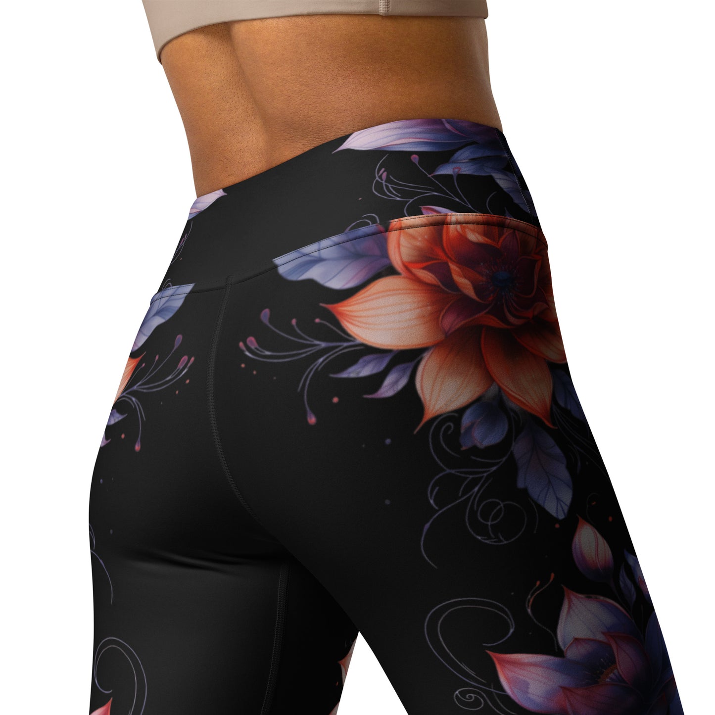 Floral Black High Rise Yoga Leggings