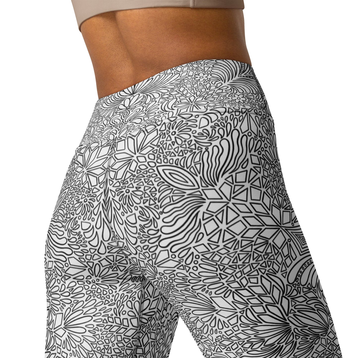 Black and White Doodle High Rise Yoga Leggings