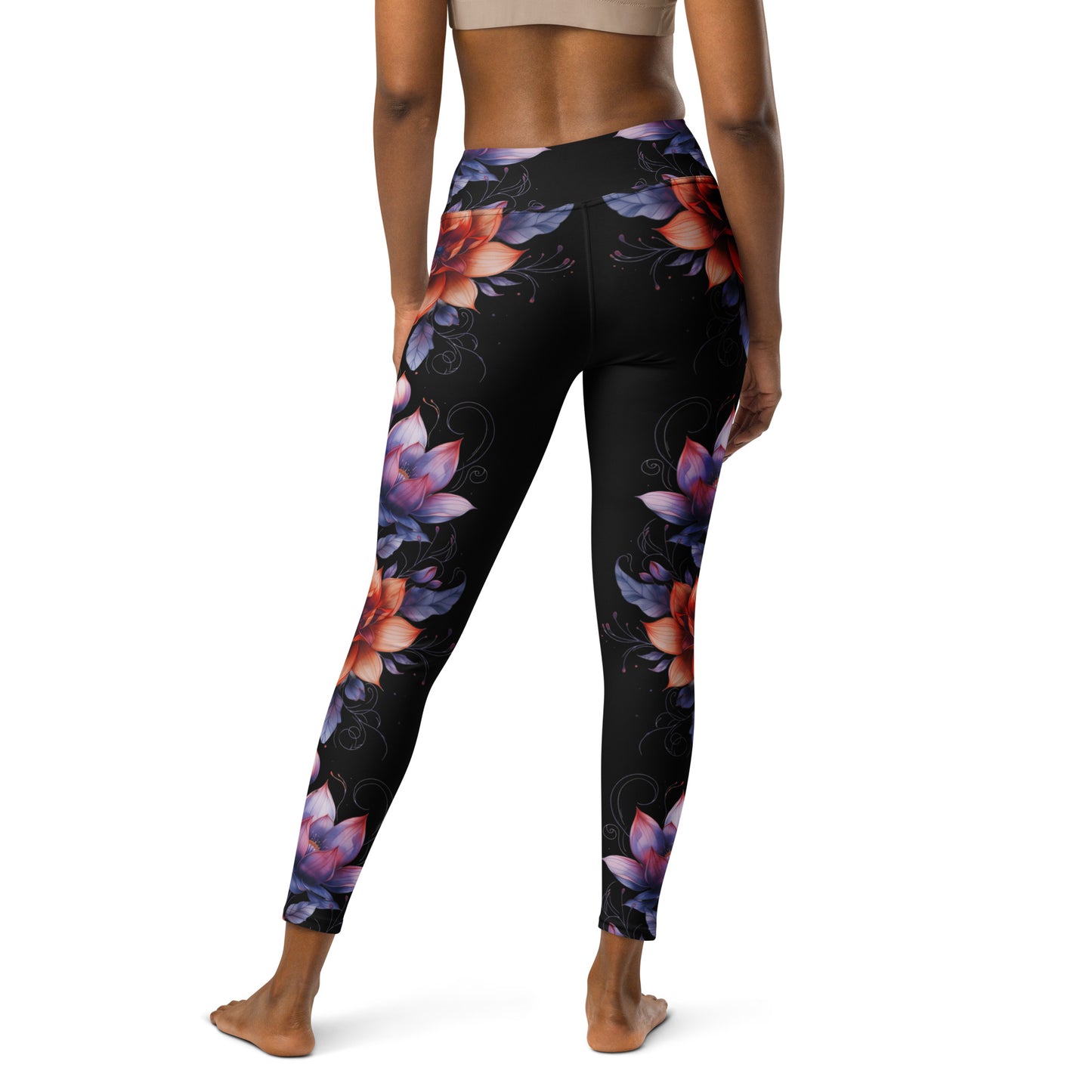 Floral Black High Rise Yoga Leggings