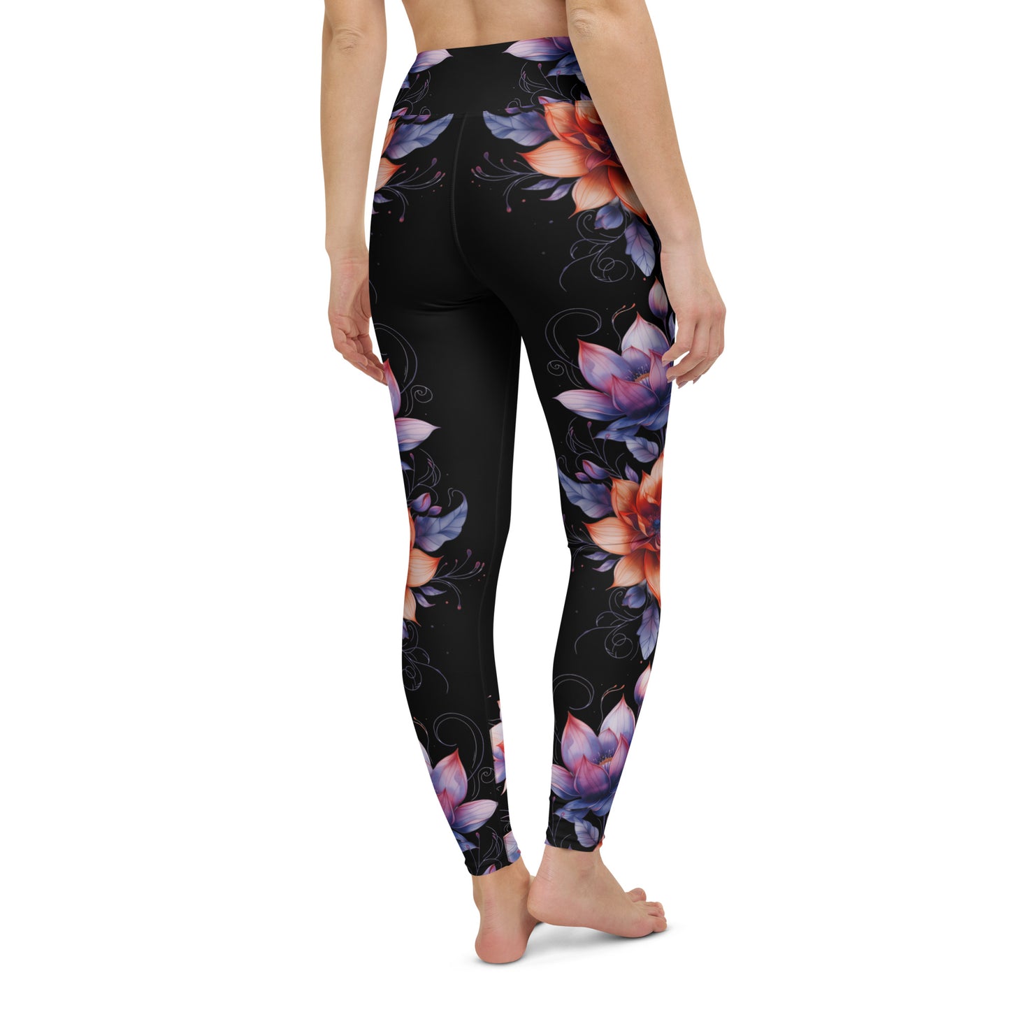Floral Black High Rise Yoga Leggings