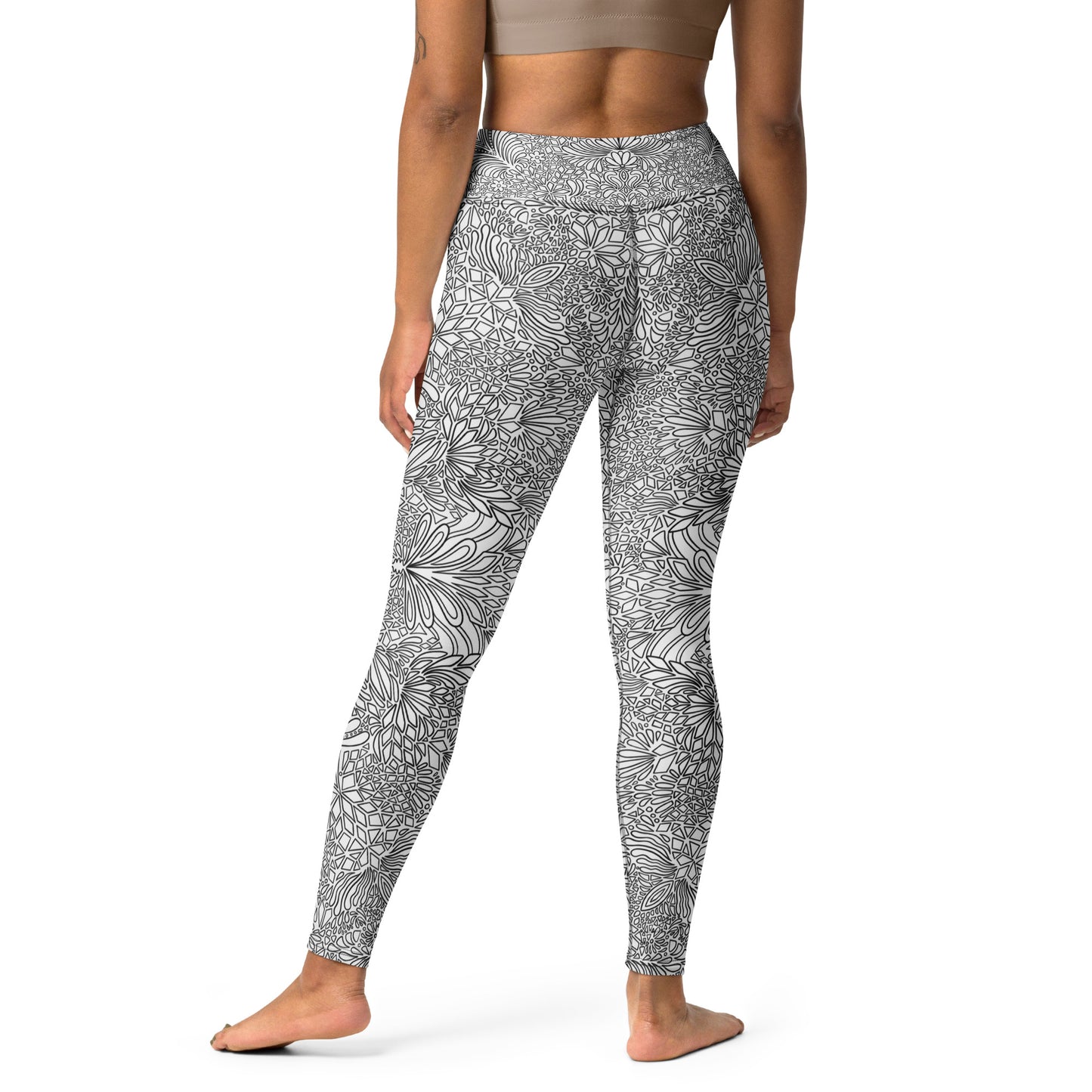 Black and White Doodle High Rise Yoga Leggings