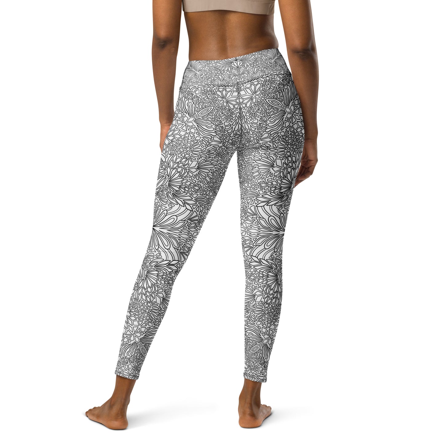 Black and White Doodle High Rise Yoga Leggings