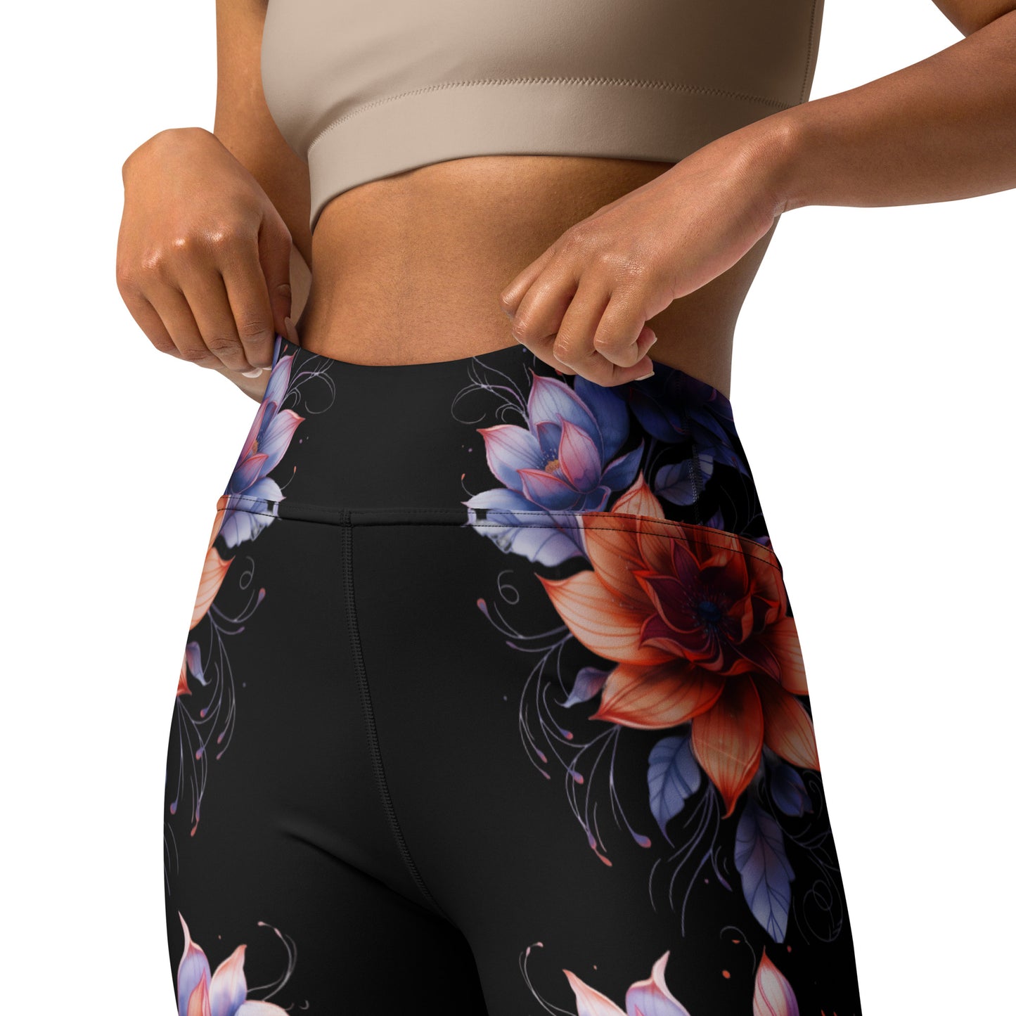 Floral Black High Rise Yoga Leggings