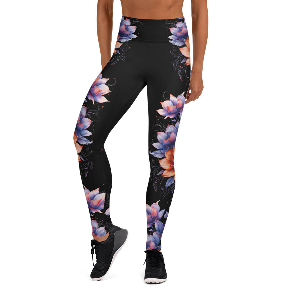 Floral Black High Rise Yoga Leggings