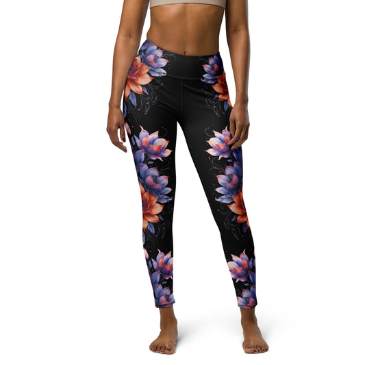 Floral Black High Rise Yoga Leggings