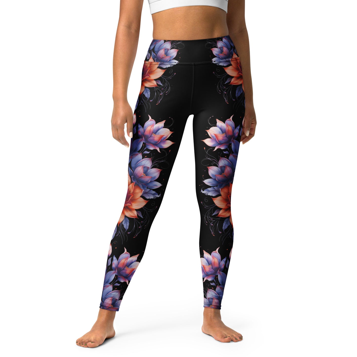 Floral Black High Rise Yoga Leggings