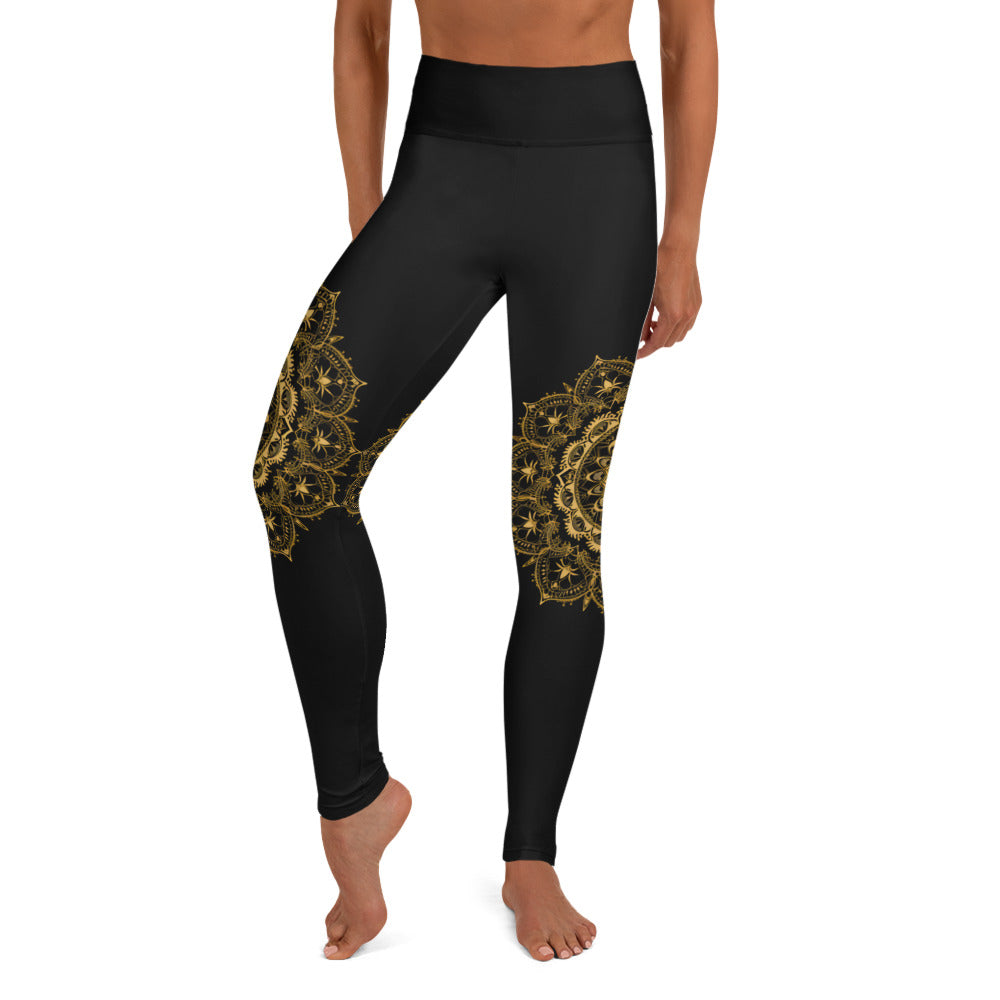 Knee Wrap Mandala - High Rise Yoga Leggings