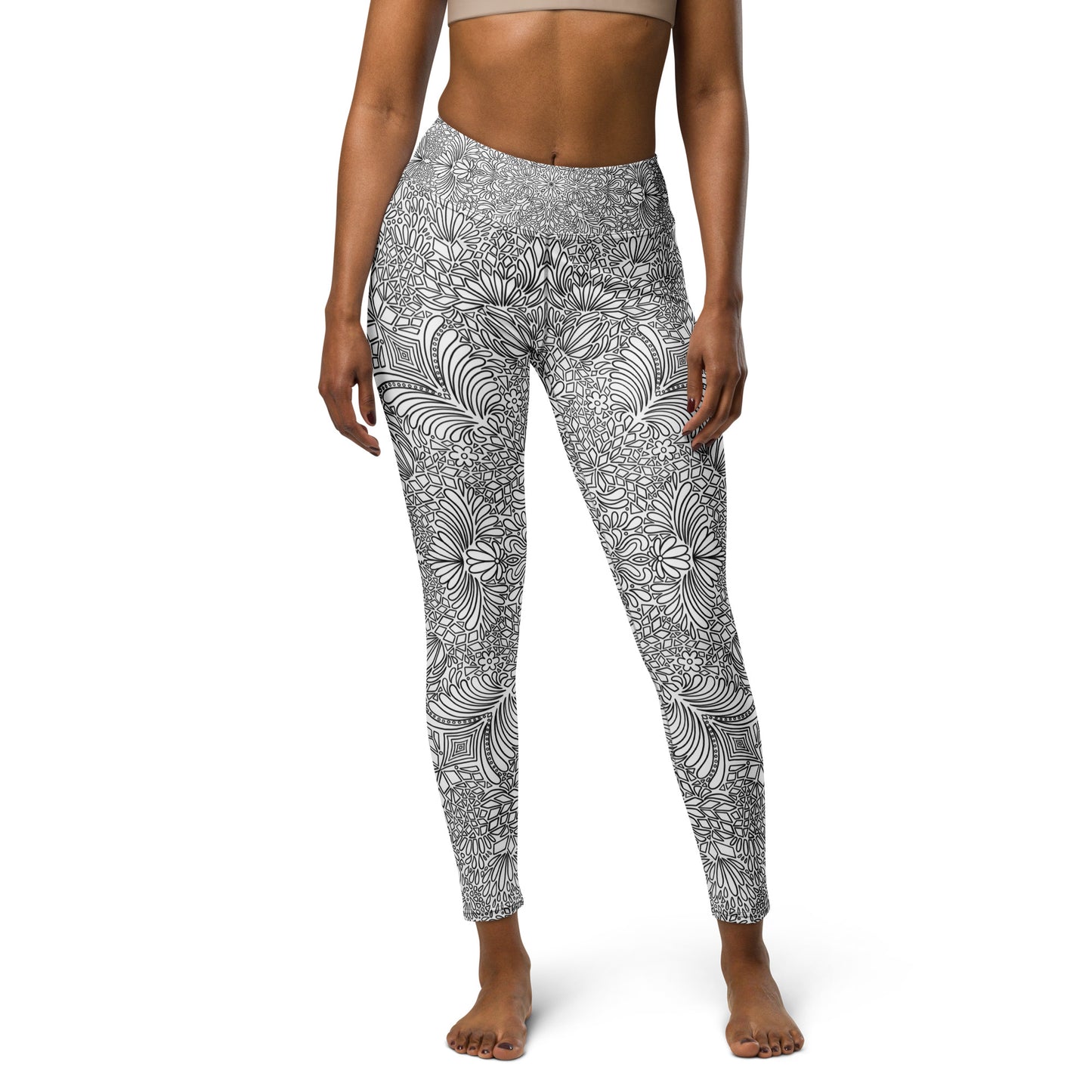 Black and White Doodle High Rise Yoga Leggings