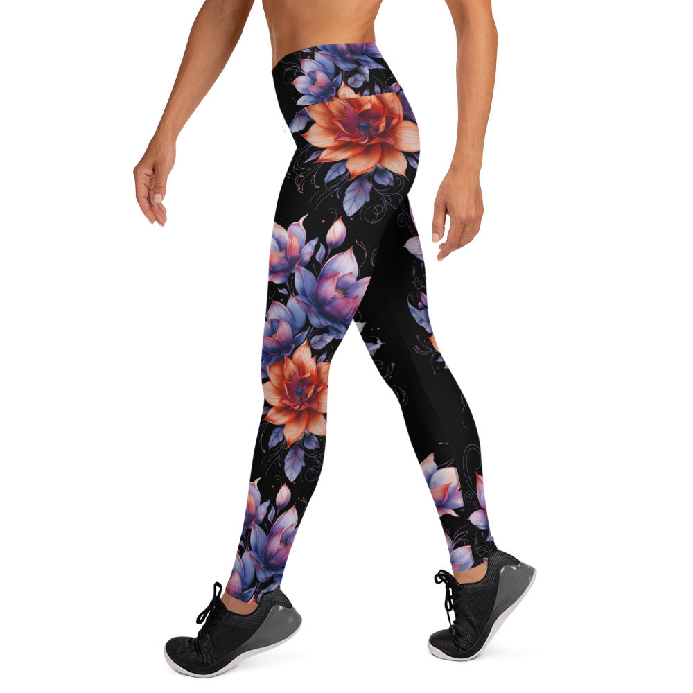 Floral Black High Rise Yoga Leggings