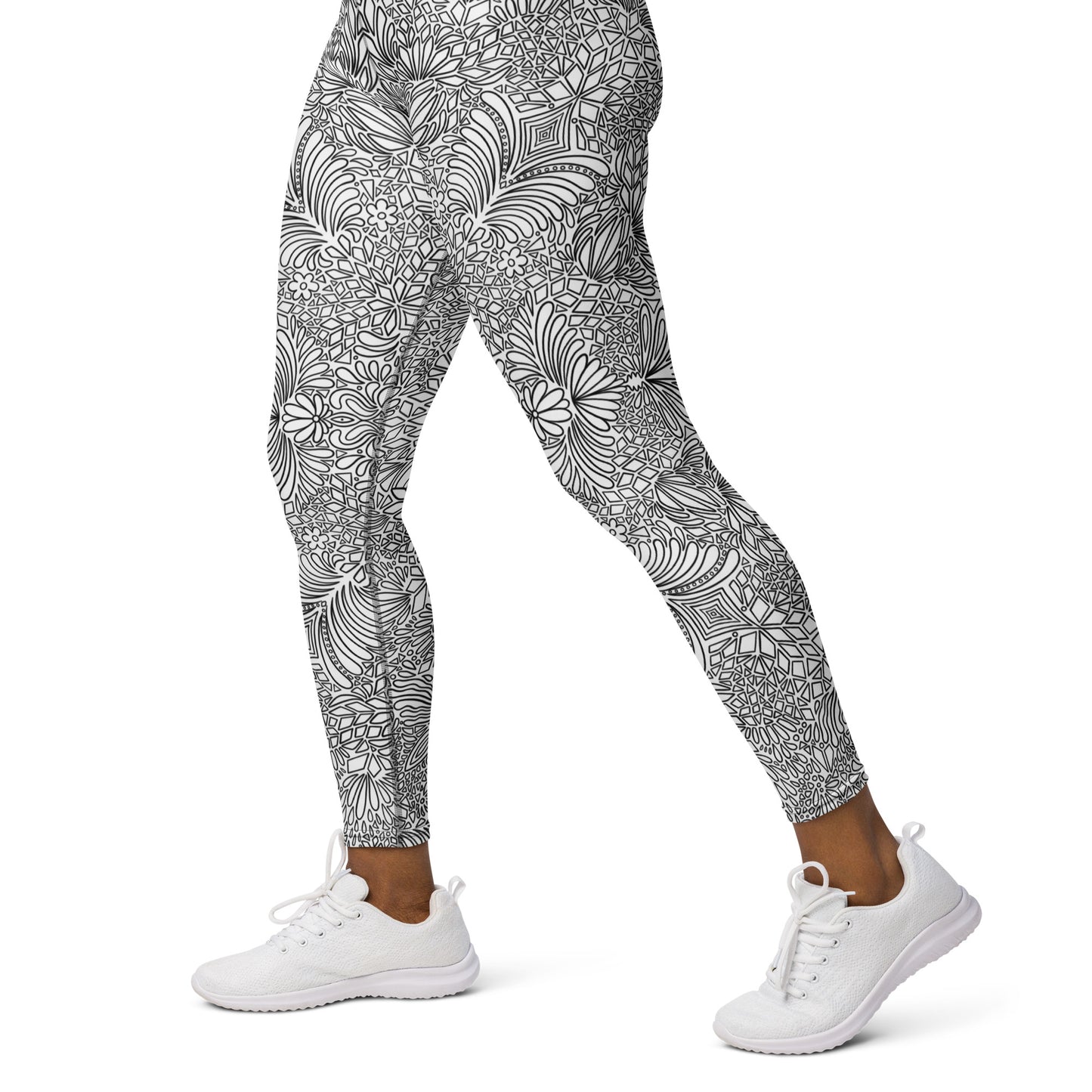 Black and White Doodle High Rise Yoga Leggings