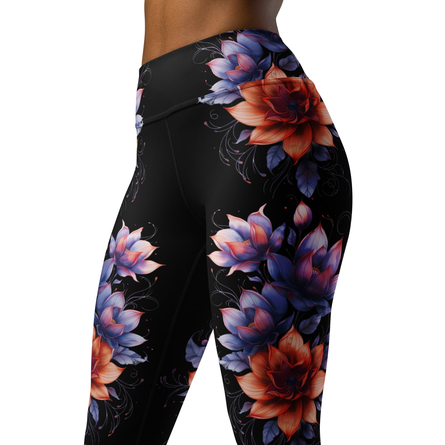 Floral Black High Rise Yoga Leggings