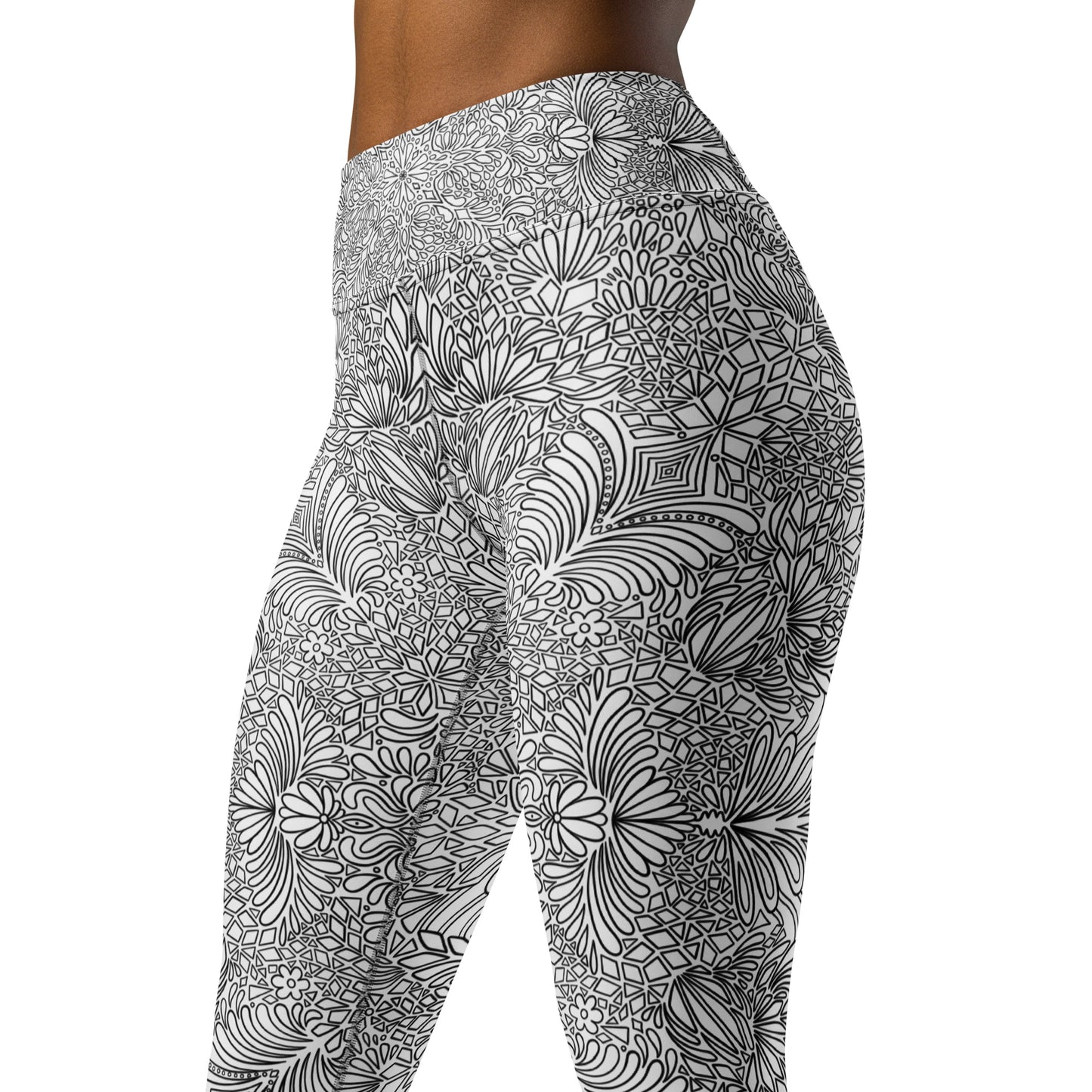 Black and White Doodle High Rise Yoga Leggings