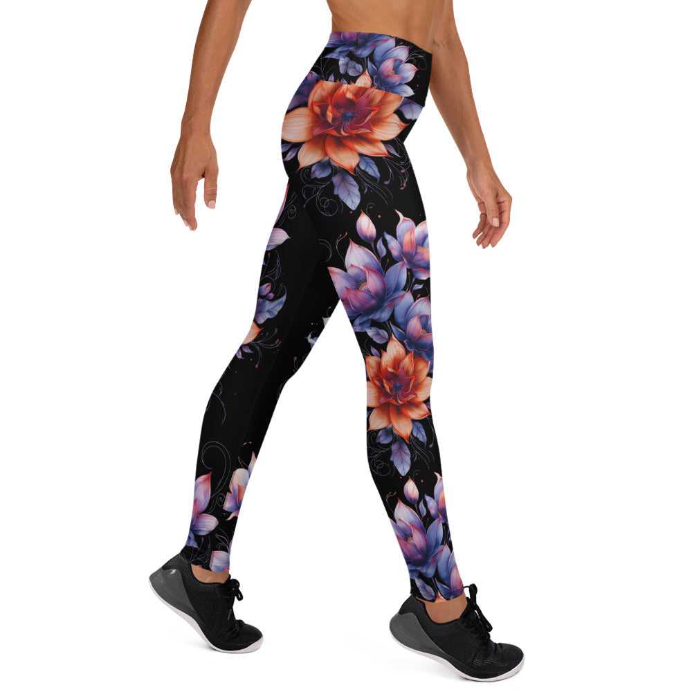 Floral Black High Rise Yoga Leggings