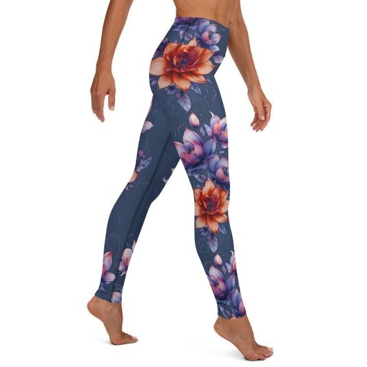 Floral Blue High Rise Yoga Leggings